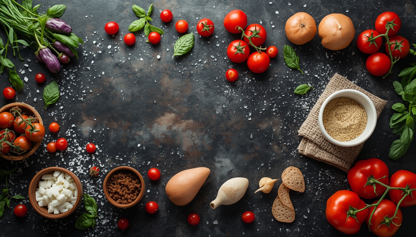 Ingredienti e alimenti freschi in una cucina luminosa